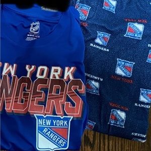 Boys Size Medium (10-12) NHL Rangers Hockey Fanatics T-shirts and Pajama Pants